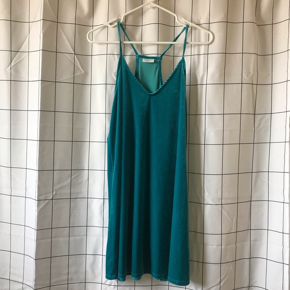 Teal velvet dress!